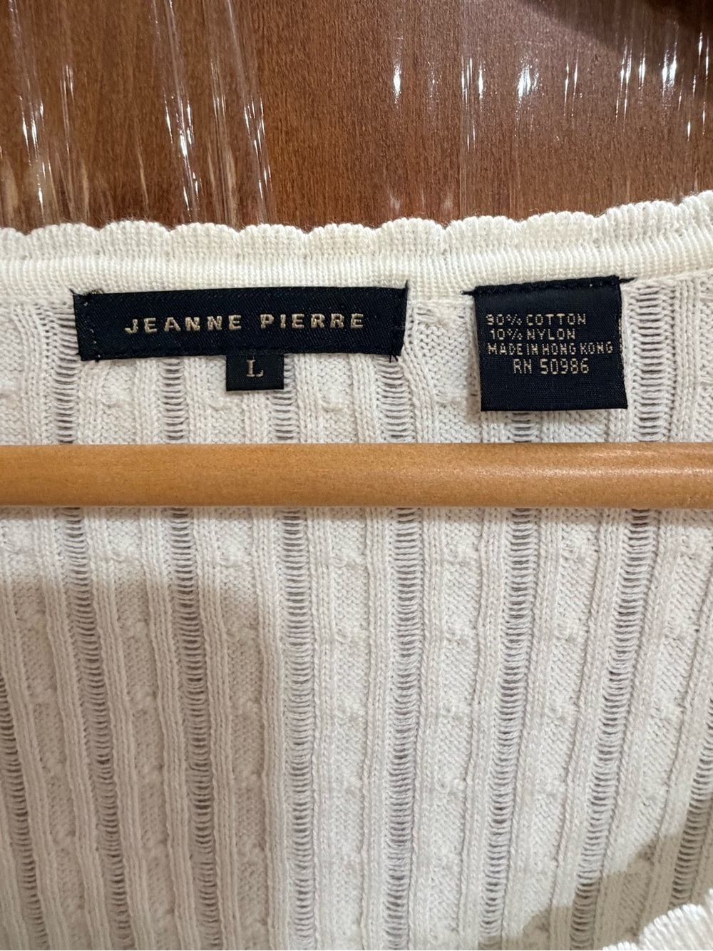 JEANNE PIERRE Cream Cable-Knit Scalloped Button Cardigan - Picture 2 of 9